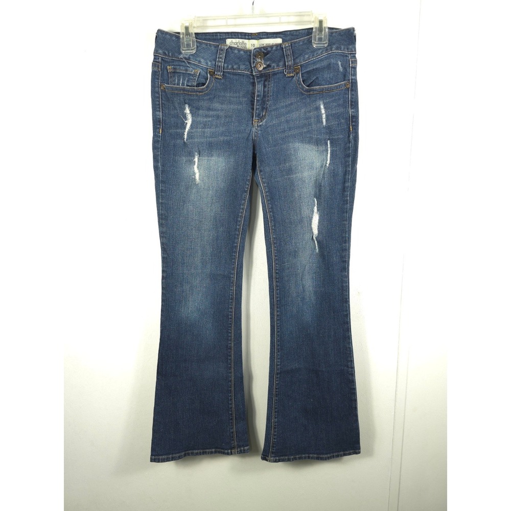 Y2K Charlotte Russe Low Rise Flare‎ Distressed Jeans – Size 10